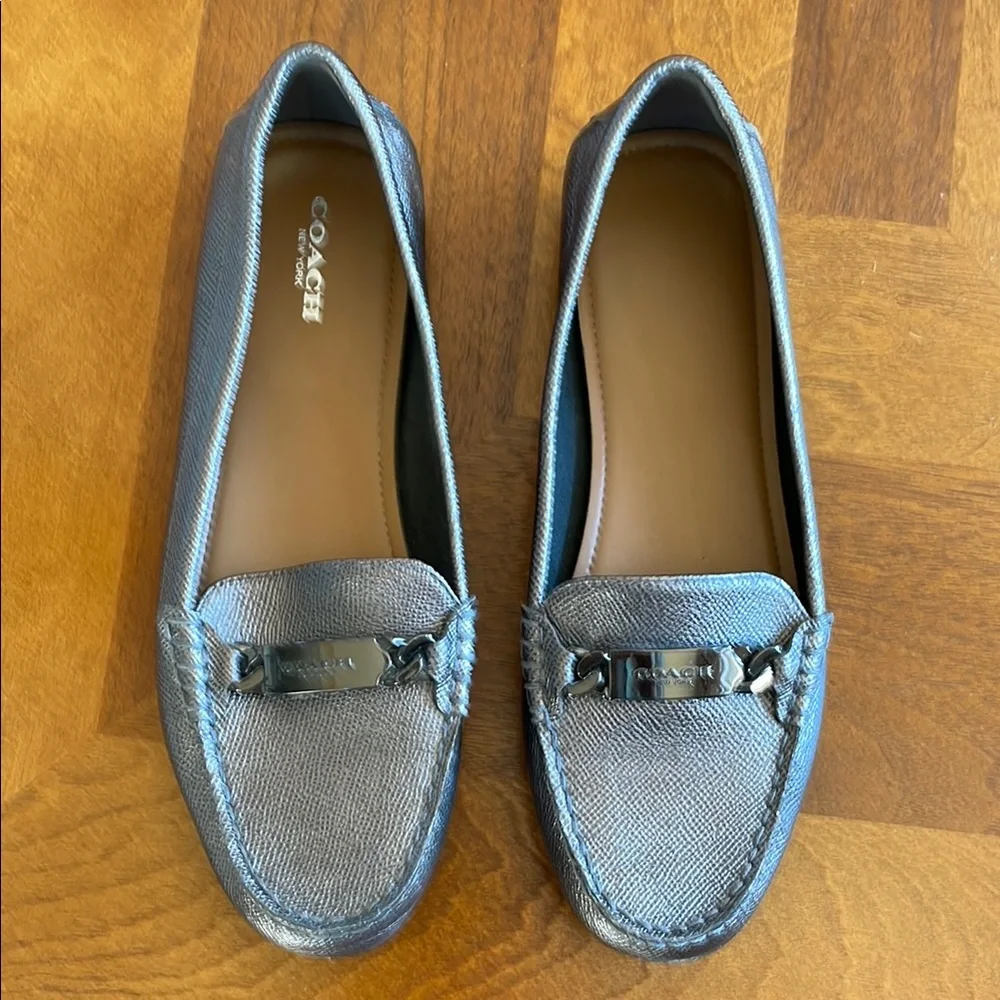 Coach “Olive” Dark Silver Women's Loafers. - Picture 1 of 6